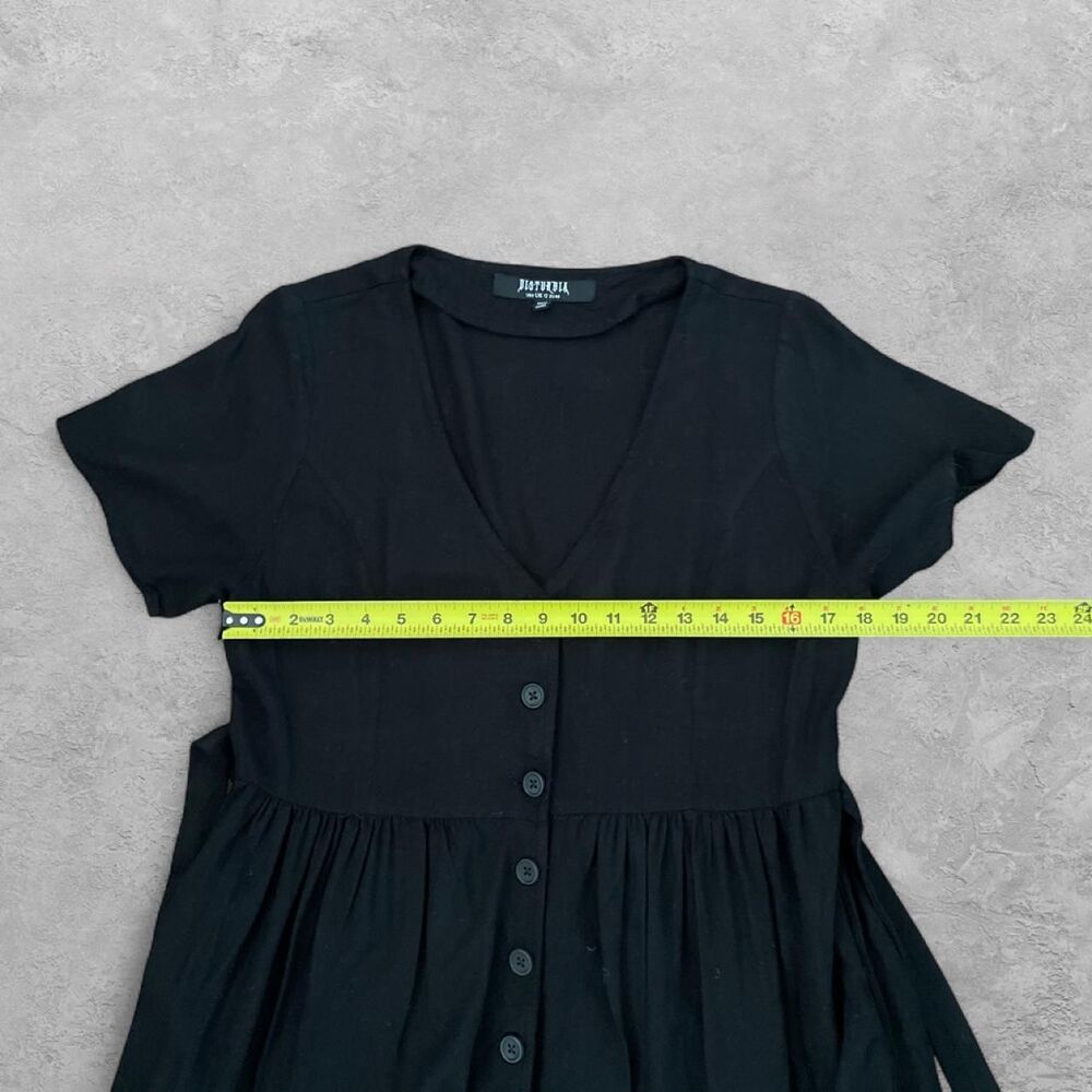 Disturbia Rowan Black Linen Blend Midi Dress Size 8 Whimsigoth Prairie Goth - Picture 6 of 7
